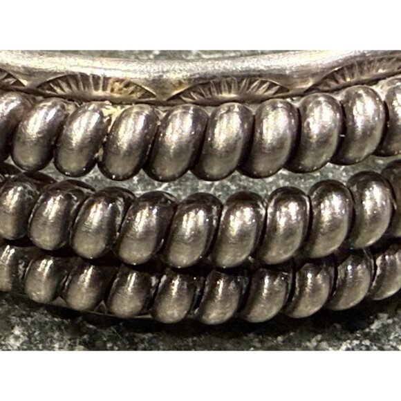Vtg Navajo Made Sterling Silver Triple Row Twisted Cuff Bracelet 101g Unisex - Picture 2 of 7